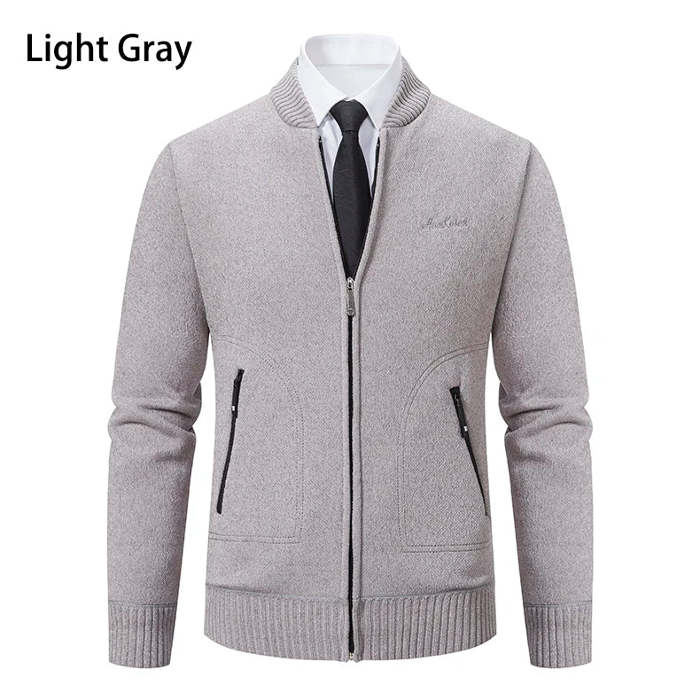 2023 Knitwear Spring and Autumn Men's Stand-up Collar Thick Warm Cardigan Sweater Winter Loose Casual Coat