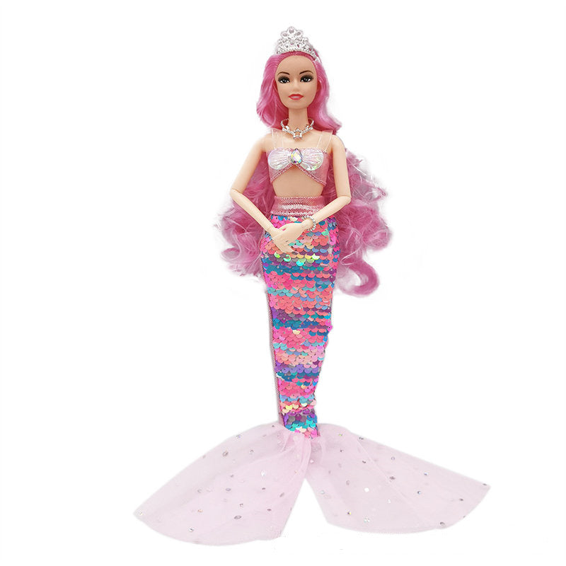 30cm Mermaid Doll 11 inch Joints Movable Doll with Sequin Fishtail Skirt Suit Girls Dress Up Toys