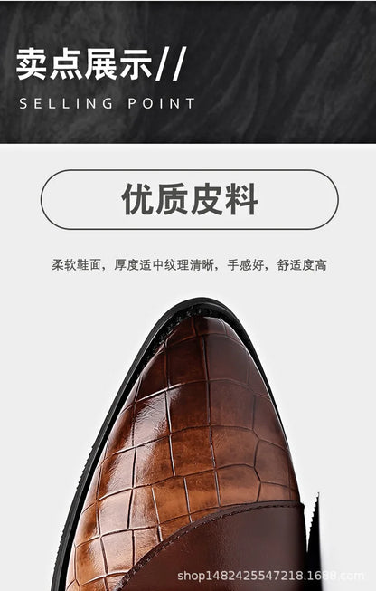 Luxury  Leather Shoes for Men Brand Derby Shoes for Men Pointed Toe Lace-up Men's Formal Shoes Handmade Business Footwear 2024