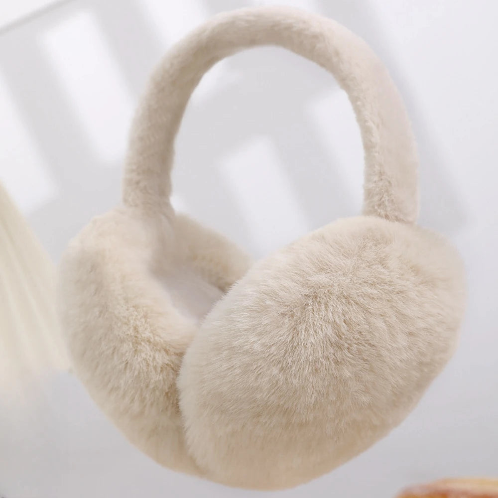 Foldable Plush Earmuffs Women Winter Warm Earflaps Unisex Portable Ear Headphone Outdoor Fashion Solid Color Frostproof Earcover