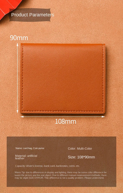 PU Leather Card Holder Business ID Credit Card Bags Wallet for Women Short Solid Purse with Buttons Ultra Thin Credit Card Bags