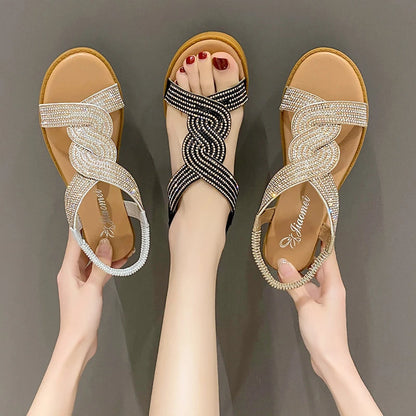 Sandals Women 2025 New Summer Wedge Heel Soft Sole Elevated Casual Roman Sandals Small Womens Shoes Sandalias Mujer Sandal Q322