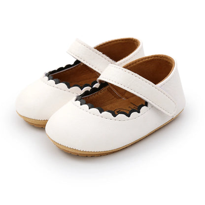 Meckior Baby Boys Girls Shoes Infant Leather Rubber Sole Anti-slip Toddler First Walkers Crib Shoes Newborn Girl Princess