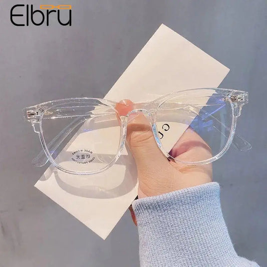 Elbru Anti-blue Light Myopia Glasses Frame Men Women Transparent Vision Protection Eyeglasses Unisex Non-prescription Glasses