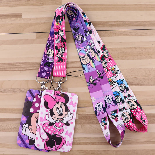 Mickey Minnie Strap Lanyard for Keys Keychain Badge Holder ID Credit Card Pass Hang Rope Lariat Mobile Phone Charm Accessories