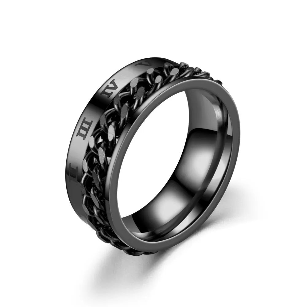 Anti Stress Stainless Steel Spinner Rings For Men Carved Demon Eye Rotatable Fidget Anxiety Joint Ring Jewelry Bague Homme