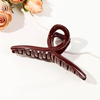 Women Large Dark Red Color Hair Claws Barrettes Hairpins Plastic Ponytail Hair Clips Girls Senior Hair Shark Clip Accessories