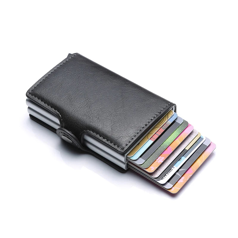 Carbon Fiber Credit Card Holder Mens Double Anti Rfid Bank Cardholder Case Wallet Metal Business Bank Minimalist Wallet Gift