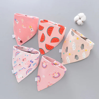 5pcs Baby Saliva Towel Triangle Scarf Pure Cotton Bandana Waterproof Bibs Newborn Boys Girls Absorbent Cloth Bib Saliva Scarf