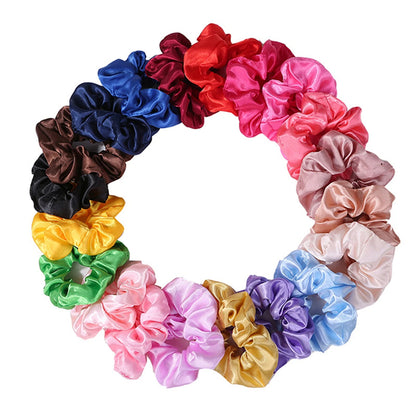 50/40/20pc Vintage Satin Scrunchies Girls Elastic Hair Bands Ponytail Holder Ties Rubber Bands Fashion Women Accessories Solid