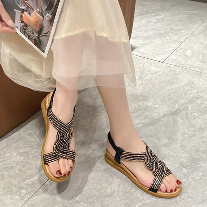 Sandals Women 2025 New Summer Wedge Heel Soft Sole Elevated Casual Roman Sandals Small Womens Shoes Sandalias Mujer Sandal Q322