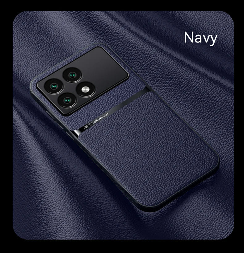 Back Leather Case Cover for Xiaomi Poco X6 Pro Car Holder Magnetic Leather Case Xiaomi Poco X6 Pro Mobile Phone Sets Poco X6 Pro