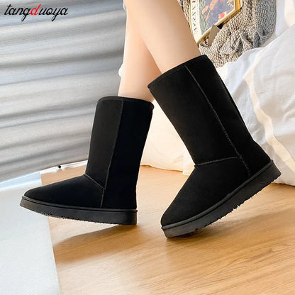 winter snow boots women anti slip Casual Woman Shoe Winter Boots Female Warm Plush Mid-calf Boots Long Botas Mujer