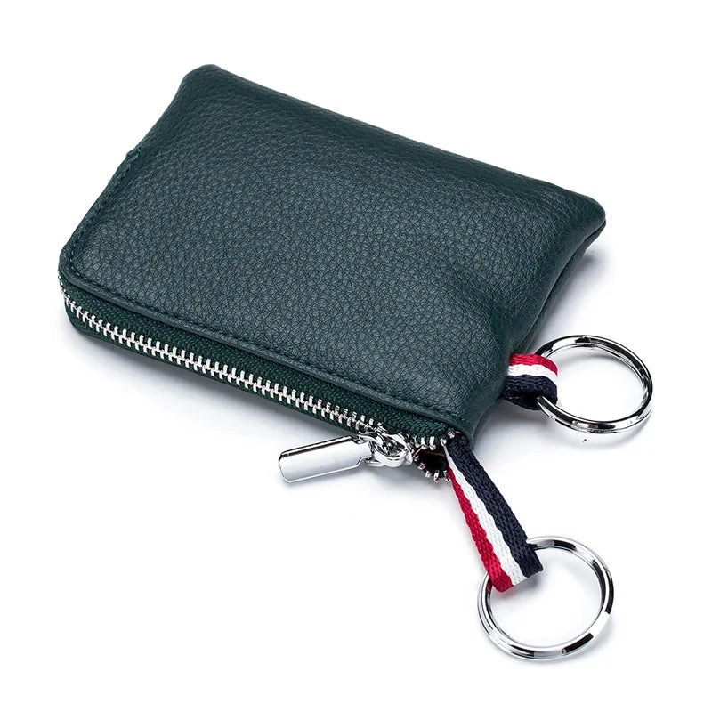 Genuine Leather Coin Purse Mini Card Holder Ultra-thin Small Zipper Cute Wallet Soft Cowhide Leather Driver's License Key Bag