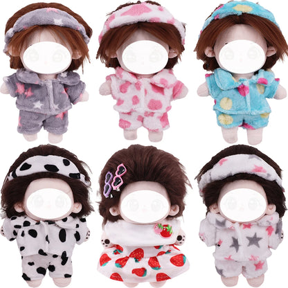 Doll Clothes For 20Cm Idol Dolls Lovely Plush Pajamas With Eye Mask Dress Stuffed Cotton Doll Toy Star EXO Clothing Accessories