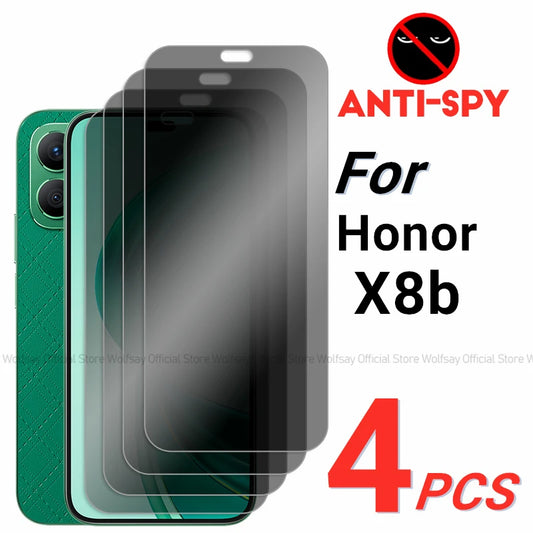 2/4PCS Privacy Screen Protector For Honor X8b Anti-Spy Tempered Glass For Honor X8b 4G Privacy Phone Glass Film For Honor X8b