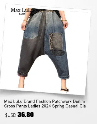 Max LuLu Design 2024 Autumn Womens Classic Loose Denim Pants Vintage Fashion Jeans Ladies Classic Harem Trousers Punk Streetwear