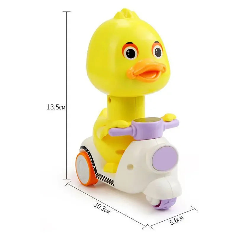 Cute Little Yellow Duck Car Inertia Squeeze Drive Funny Cars Baby Clockwork Boy Girl Toys Children's Toy 360 Degree Rotating