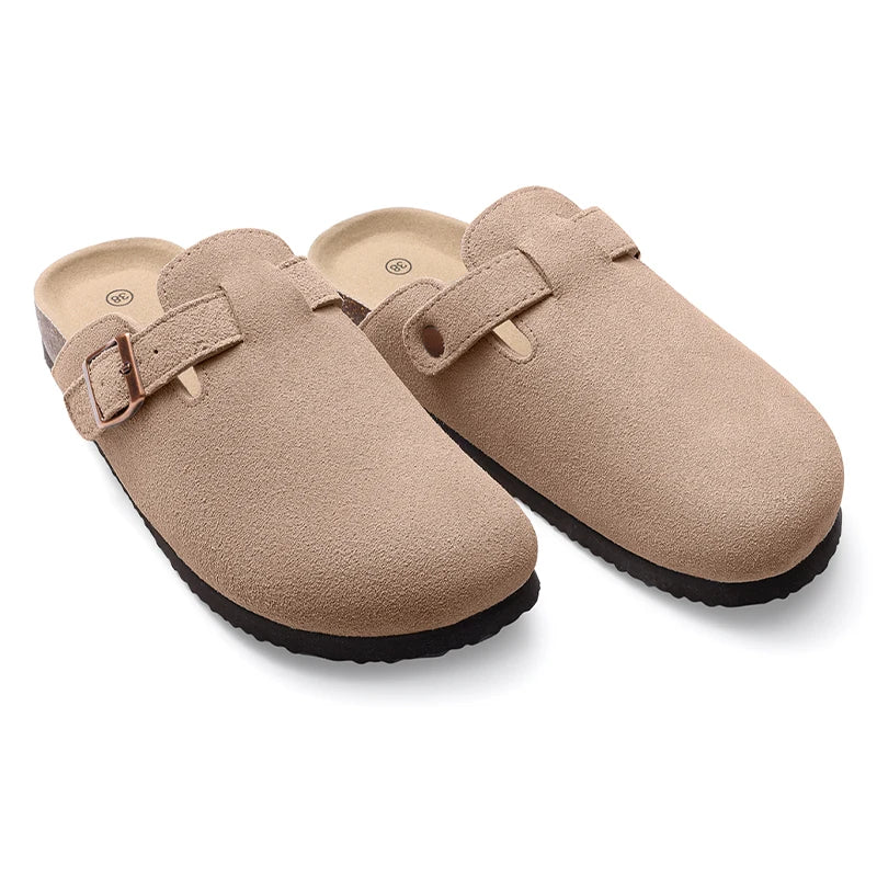 KIDMI Fashion Suede Clogs Slippers Men Clogs Slippers Cork Clogs Beach Sandals Outdoor Soft Nonslip Men Mules With Arch Support