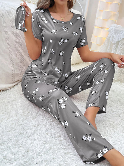 New women's home wear short sleeve trousers pajamas love pattern casual and comfortable