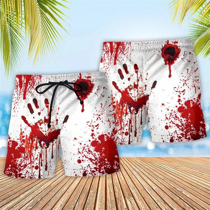 Men Summer Swimwear Beach Shorts Digital Print Blood Graphic Surf Board Shorts Men Swimming Trunks Quick Dry Beachwear