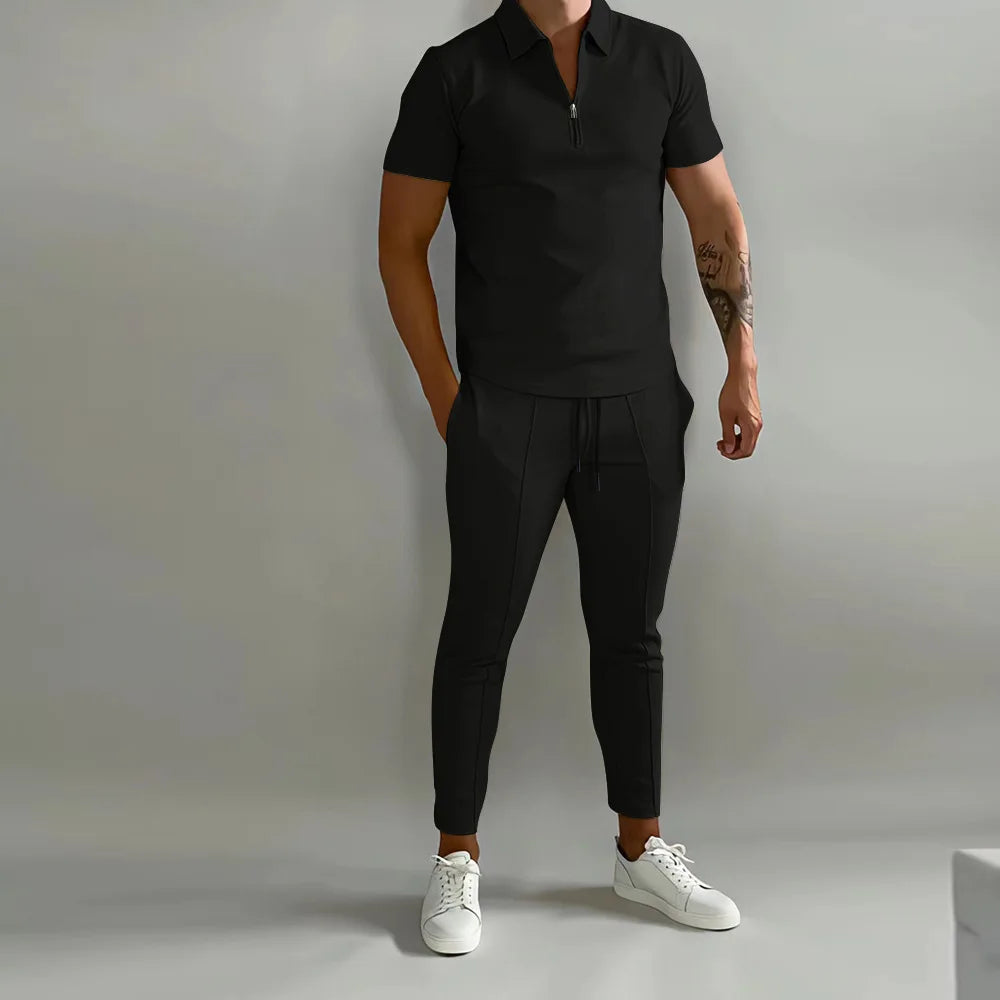 2024 Summer Short-sleeved Men's Fashion Slim-fit Trend Suit Youth Leisure Fitness Sports Men's suit