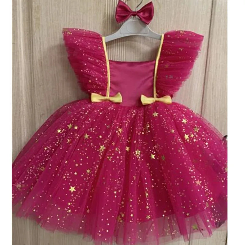 2024 Summer Dress Newborn Infant 1st Birthday Christening Clothes Princess Ruffles Sequins Weddings Party Gown Baby Girls Dress