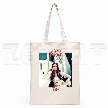 Lana Del Rey LOGO Printed Graphic Hipster Cartoon Print Shopping Bags Girls Fashion Casual Pacakge Hand Bag