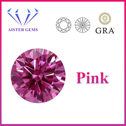 Pink / Sakura Moissanite Loose Gemstones 0.5-5.0ct Moissanita Lab Diamonds 3EX Round Cut Pass Diamond Tester with GRA Report