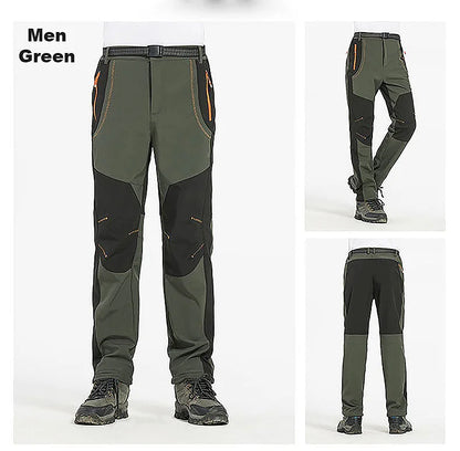 JNLN Men Women Fleece Winter Pants Ski Trekking Hiking Camping Waterproof Pants Outdoor Soft Shell Thick Thermal Cargo Trousers