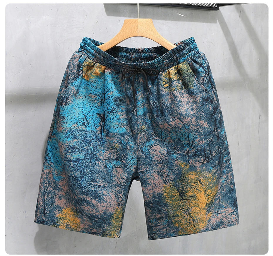 Hawaiian Beach Shorts Men Hip Hop Streetwear Tie-dye Short Plus Size 10XL 12XL Summer Shorts Male