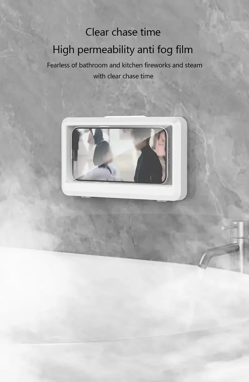 Waterproof Bathroom Wall-mounted Mobile Phone Box Protective Cover Touch Screen Mobile Phone Holder Kitchen Sealed Storage