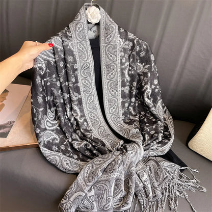 Luxury Brand Autumn Cashmere Pashmina Shawl Lady Wrap Warm Winter Scarves Design Print Female Foulard Cotton Stoles Scarf 2023