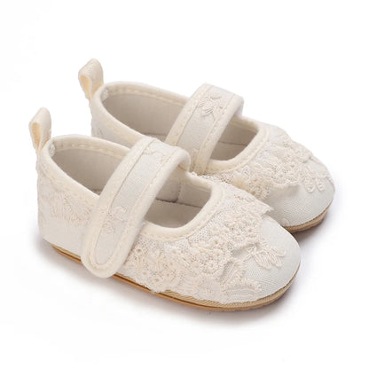 HAIZHIW 0-18 Months Cute White Lace Baby Girl Princess shoes Baby Shoes Bow Fringe Rubber Soled Non-slip Footwear Crib Shoes