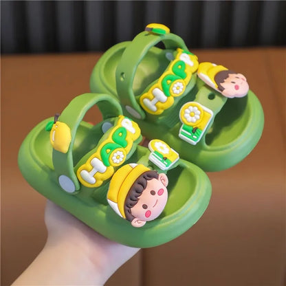 Cute Cartoon Baby Slippers for Girls, 2024 New Summer Anti-Slip Toddler Beach Shoes