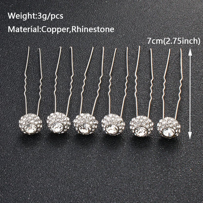 Rhinestone Hair Pins Forks Clips for Women Bridal Wedding Hair Accessories Pearl Hairpins Bride Headpiece Jewelry Gift Wholesale