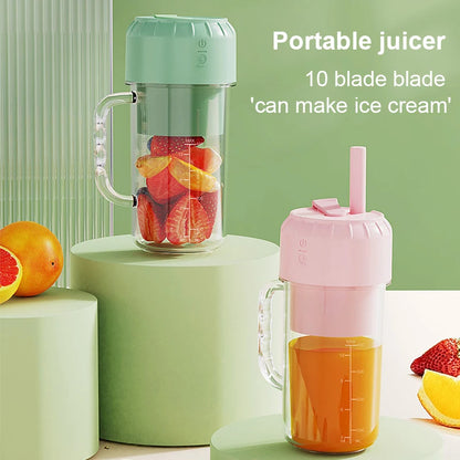 Portable Blender Bottle Electric 10 Blades Multifunction Juice Blender Fresh Juice Smoothie Blender Ice CrushCup Food Processor