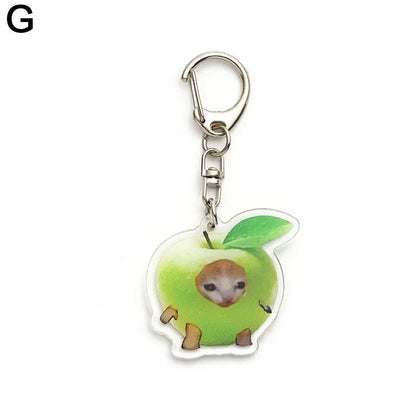 Food Cat Head Expression Keychain Popular Schoolbag Mobile Phone Pendant  Acrylic Fun Gift For Students Keyring Accessories