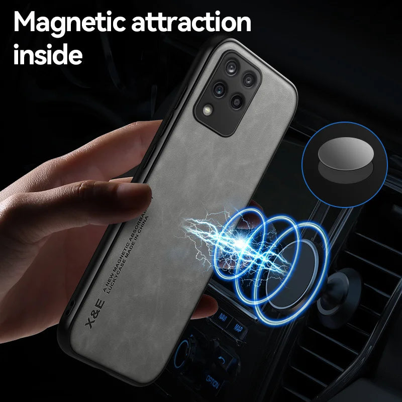 For Samsung Galaxy M33 5G Case Leather Car Magnetic Holder Cover For GalaxyM33 Samsung M33 M 33 Shockproof Silicone Bumper Funda