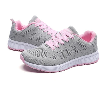 New Sneakers For Women Breathable Fashion Trainers Plus Size Women Sneakers Mesh Fabric Lace Up Women Shoes Female Footwear