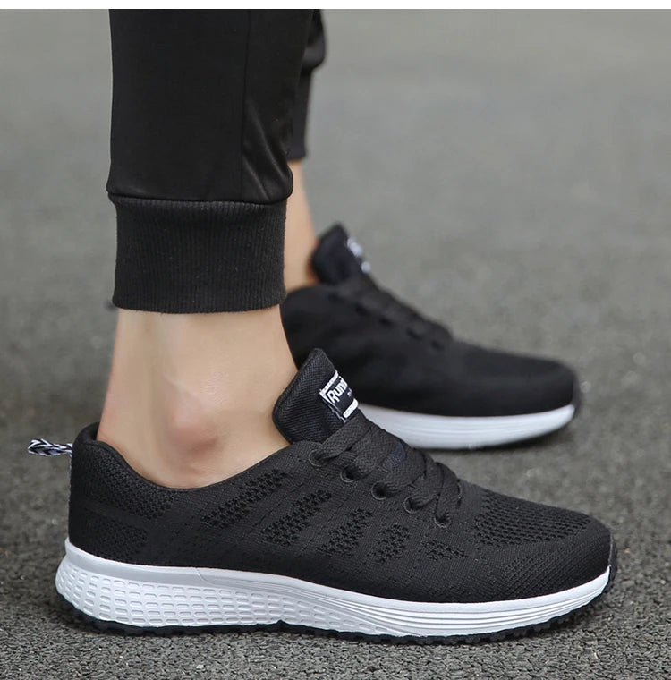 New Sneakers For Women Breathable Fashion Trainers Plus Size Women Sneakers Mesh Fabric Lace Up Women Shoes Female Footwear