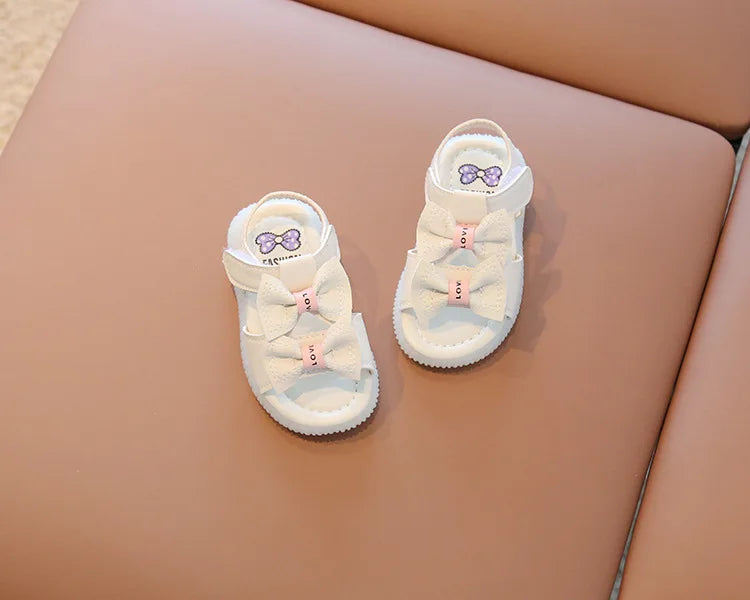 Summer Korean Style Baby Sandals Kawaii Bowtie Girls Toddler Shoes Soft Sole Antislip Infant Baby 1 Year Shoes First Walkers