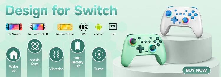 RGB-Joystick-Gamepad für Switch Wireless Controller Joy-Controller Kompatibel mit NS 6-Achsen-Wake-up/Screenshot