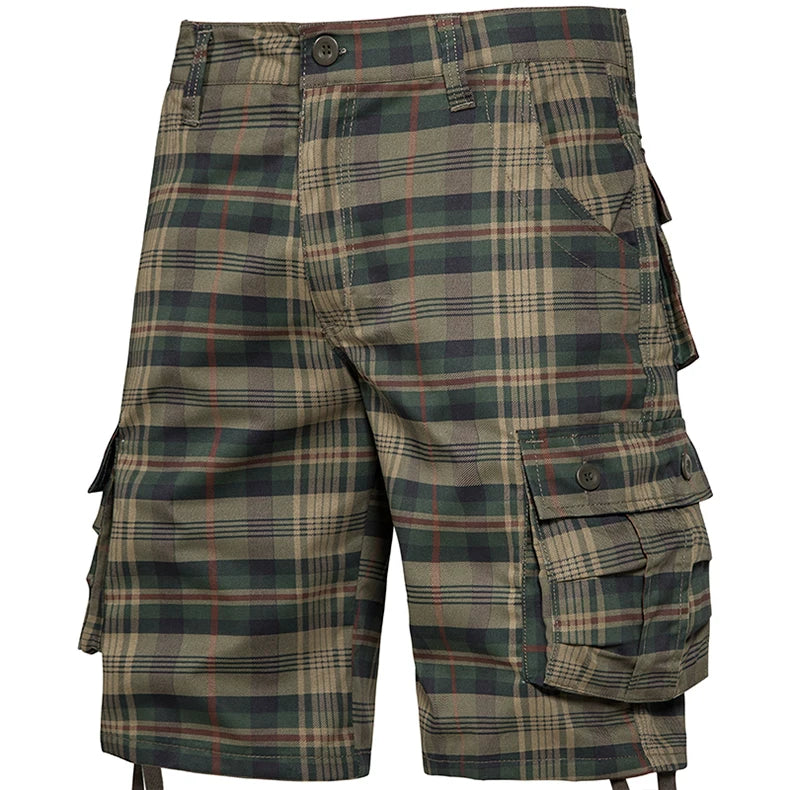 Men's Medium Pants Summer Cotton Comfortable Outdoor Sports Beach Pants Trend Plaid Shorts Loose Straight Large Size Cargo Pants