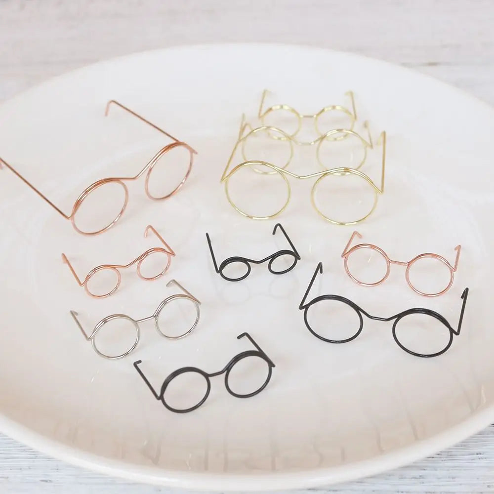 5PCS Retro Metal Round Doll Glasses Frame Lensless Miniature Eyewear Great Collection Cool Eyeglasses For Blythe Doll Accessorie