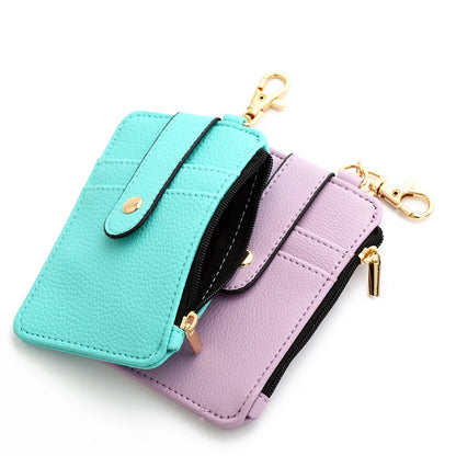 Fashion multifunctional Pattern Credit Card Bag Pu Leather Coin Purse Women Silicone Bead Bangle Keychain