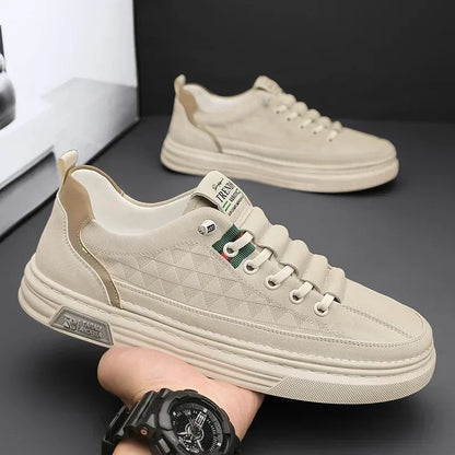 Upgrade your style with Men's Vulcanize Shoes 2025 White Leather Casual /Shoes