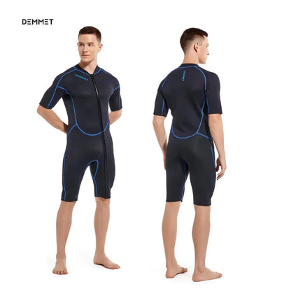 DEMMET Women Men Short Sleeve Wetsuit 1.5mm Neoprene Full Body Wetsuit for Swim Surfing Snorkeling Spearfishing Sailing Water