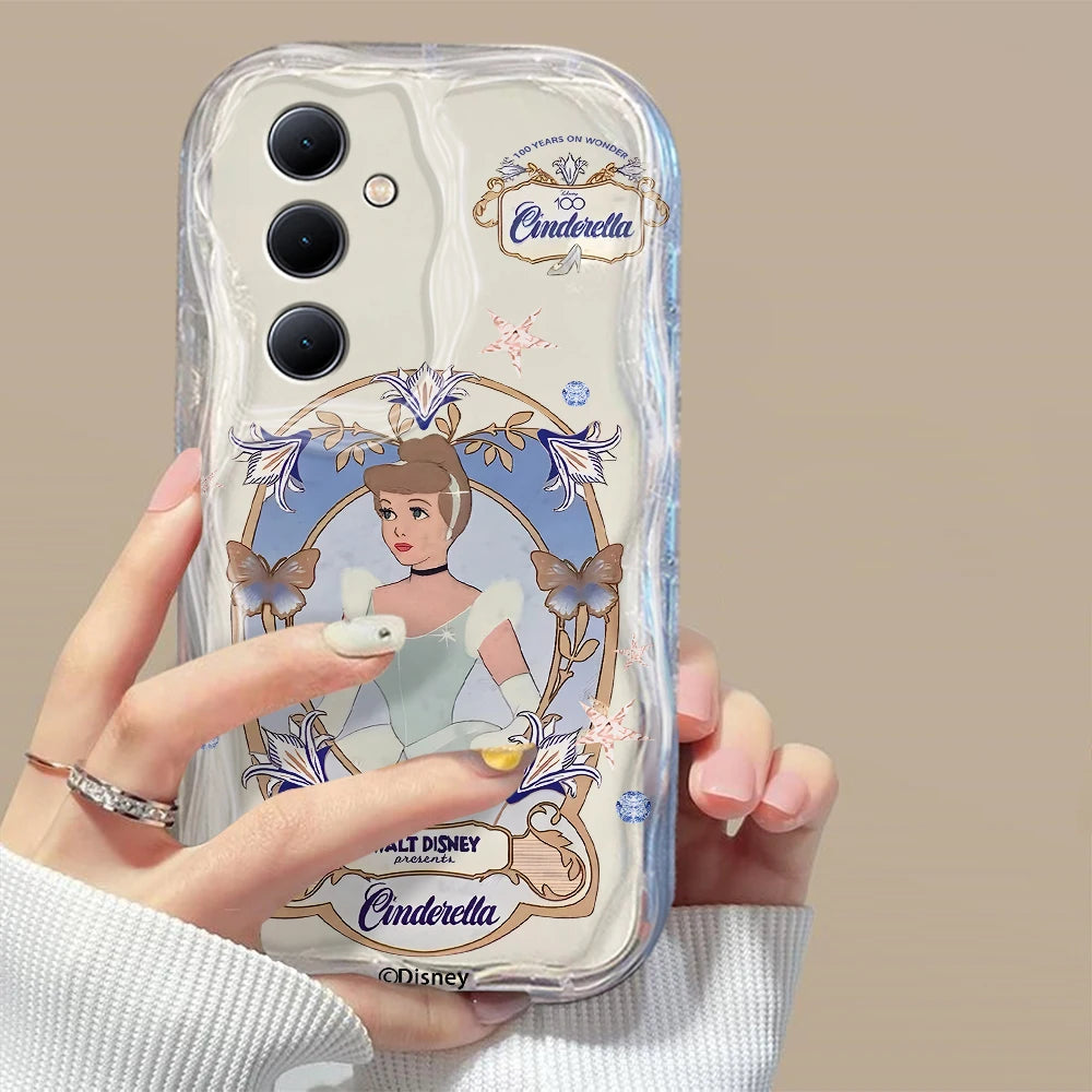 Disney Princess 3D Wave Phone Case For OPPO Reno 11 F 8 T 7 Z 6 5 4 Pro F23 F11 F9 4G 5G Soft Silicone Back Cover