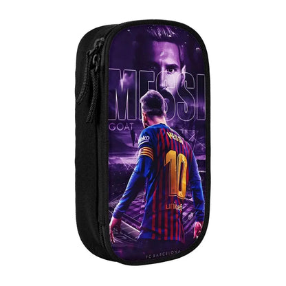 Football Messi Pencil Cases for Fan Soccer Lover Messied Pen Holder Bag Student Big Capacity Students School Gifts Pencil Pouch